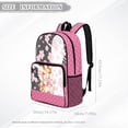 thumbnail image 7 of COEQINE Clear Backpack 17 Inch Transparent Polyester PVC Backpack for School, Heavy Duty Lightweight Travel Daypack, Large Bookbag Work Bag for Girls, Corgi Cherry Blossom Pink Polka Dots, 7 of 7