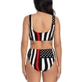 thumbnail image 3 of Daiia Firefighters USA Flag Women's Bikini Set Two Piece Swimsuit High Waisted Bikini Adjustable Straps Bikini Perfect for Beach, Pool, and Summer Vacation-, 3 of 9