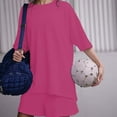 thumbnail image 7 of MSJUHEG Summer Sets for Women Pajama Sets Short Set Linen Shorts for Women 2 Piece Outfits Sweatsuit Summer 2 Piece Sets for Women 2 Piece Summer Sets for Women Hot Pink L, 7 of 7