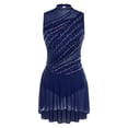 thumbnail image 4 of inlzdz Women Flowy Tulle Skirted Leotard Contemporary Lyrical Dance Dress Ballet Dancewear Navy Blue S, 4 of 6