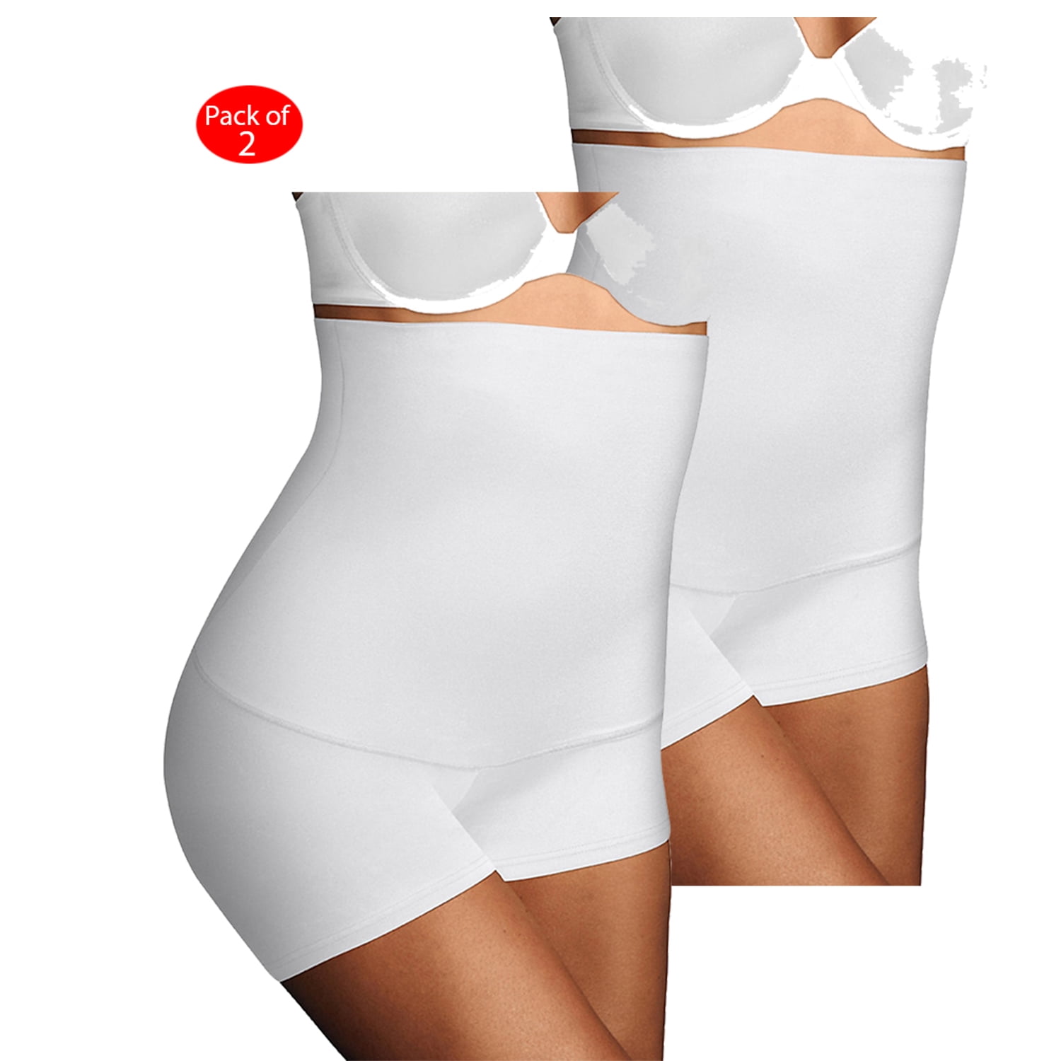 Maidenform; HiWaist Boyshort, Color White, Size XL PACK OF 2