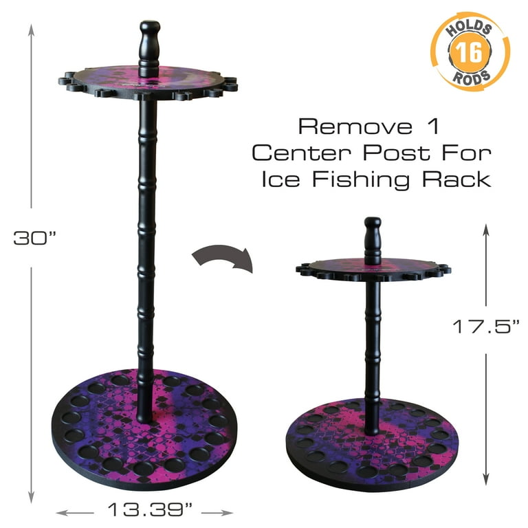 wooden ice fishing rod holder Holder. White Bass! Shipping Included! Papas Fish Tales install ice sled rod holder Rush Creek Creations 16-Rod Round