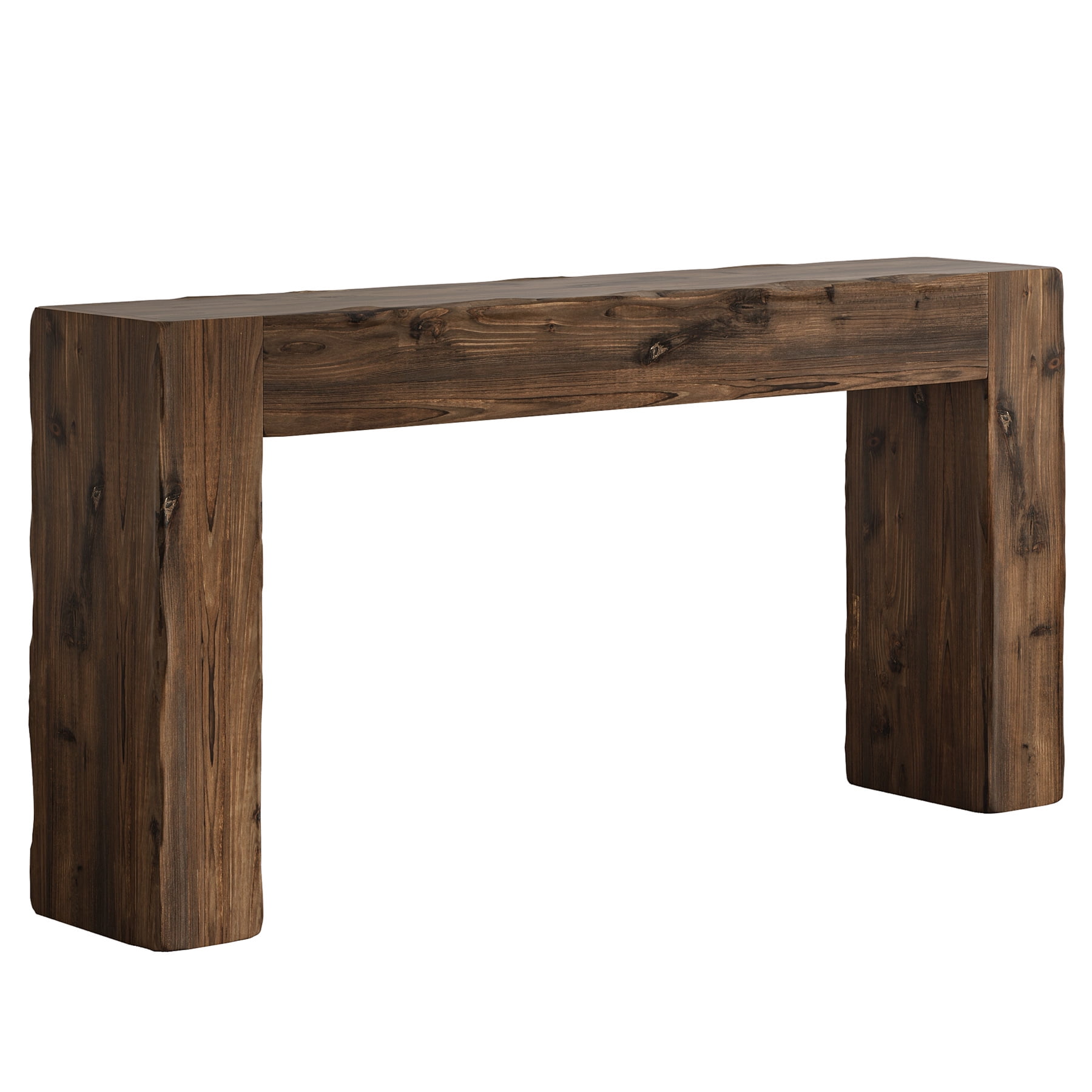 Fnova 63" Console Table, Wood Farmhouse Entryway Table, Long Narrow Accent Table for Living Room, Entrance, Hallway, Foyer, Dark Brown
