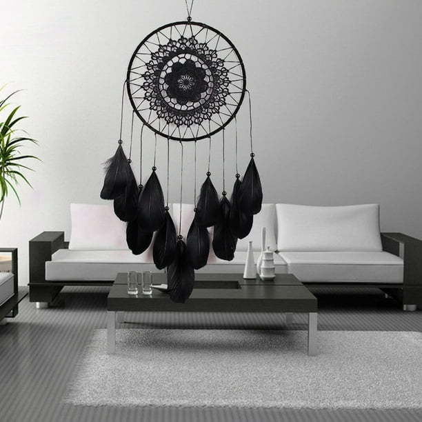 LADIGASU Cordón de Plumas para Colgar Adorno Decorativo Regalo Negro Rebajas Hoy Liquidación 1Pc Encaje Atrapasueños Negro