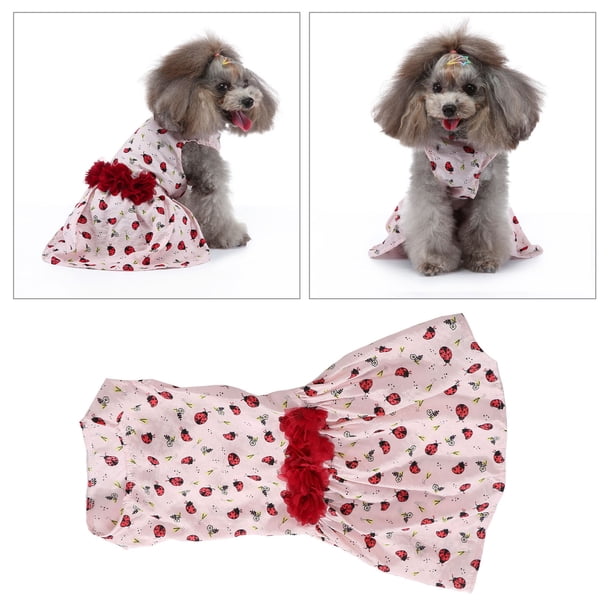 Vestido para Perros Ropa para Perros Lindo Patrón de Mariquita y Hierba Cómodo Transpirable Cachorro Niña Vestido para Primavera Verano Otoño Rosa ANGGREK Otros