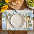 thumbnail image 4 of Spring Floral Checkered Placemats Set of 6, Sage Green Daisy Buffalo Plaid Placemats for Dining Table, Place Mats for Kitchen Tabletop, Waterproof Wipeable Dining Table Mats Set, 4 of 9