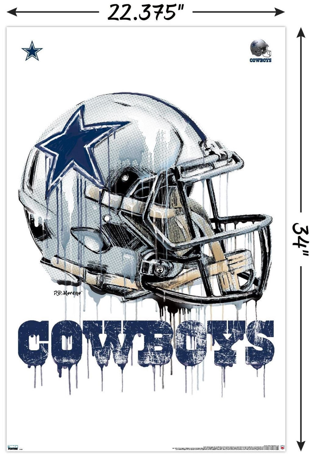NFL Dallas Cowboys - Drip Helmet 20 Wall Poster