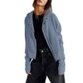 thumbnail image 4 of Yuyuzo Womens Coats Long Sleeve Hooded Drawstring Button Zipper Cropped Jackets Fall Casual Solid Color Tops Blouse, 4 of 6