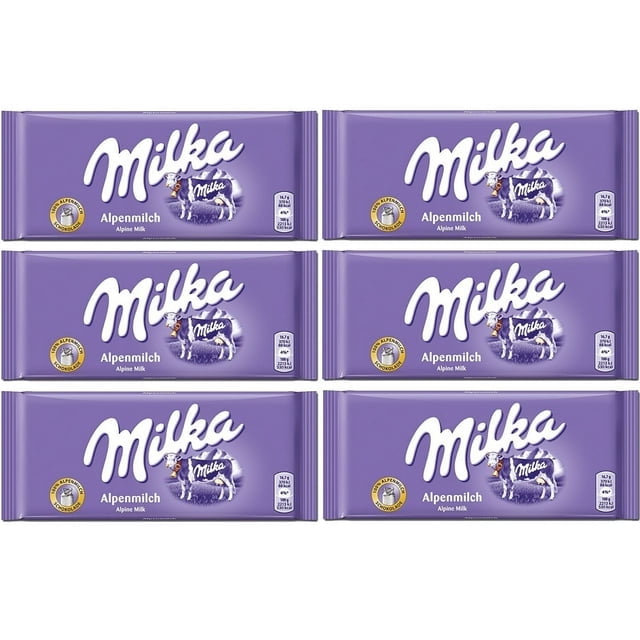 Milka Alpenmilch Alpine Milk Chocolate, 100g (Pack of 6)