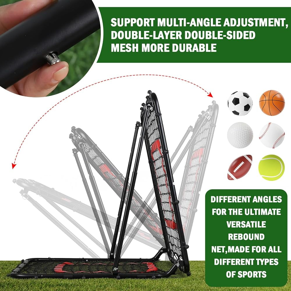 Ball Game Rebounder Net for Pitching Practice, Rebounder Net for Any Age Baseball/Softball Player, Easy to Assemble, High Stretch Net, Outdoor/Indoor Available, Free Throw Shooting