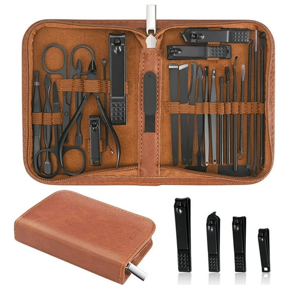 TNSAWRRYOE 26 Piece Professional Stainless Steel Manicure Set, Nail Care Tool Kit with Luxury Travel Case, Home & Travel Nail Grooming Solution