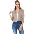 thumbnail image 2 of Cielo Cardigan Ouvert Uni Doux pour Femmes Manches 3/4 Camel Grand, 2 of 4