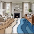 thumbnail image 2 of Blue Brown Ombre Area Rugs 5x7 ft Blue Gradient Abstract Wave Geometric Washable Rug Non Slip Indoor Carpet Absorbent Floor Mat for Living Room Bedroom Dining Room, 2 of 9