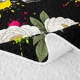 thumbnail image 5 of Homewish Halloween Death Moth Quilt King, Celestial Peony Floral King Coverlet Set, Black White Multicolor, 3 Pieces 1 Bedspread and 2 Pillowcases, 5 of 7