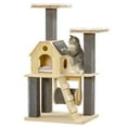 thumbnail image 2 of Cat Tree for Indoor Cats with Pillow-Covered Perches, Spinning Toy, Modern Climbing Activity Cat Tower with Scratching Posts, Cat Condo, Ladder, Natural, 2 of 8