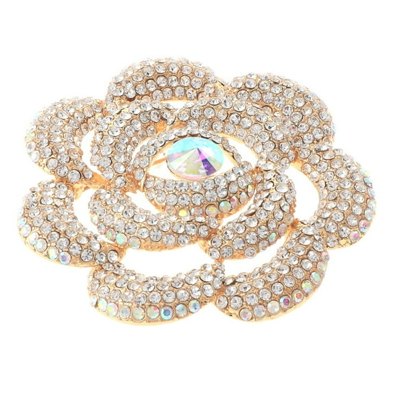 Large Crystal Flower Brooch