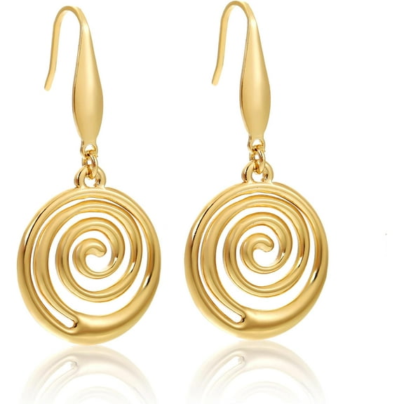 XBage Gold Round Drop Wire Earrings Spiral Dangle Earrings For Women[eo6375]