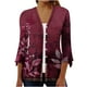 thumbnail image 1 of Cárdigan de botones para mujer, chaqueta estampada, chaqueta de cárdigan con cuello y mangas 3/4, chaqueta de cárdigan informal, cárdigan de algodón de imitación para mujer, 1 of 5