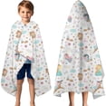 thumbnail image 3 of Colorful Forest Princess Pattern Hooded Bath Towel，60"x35" for Ages 3 To 12 Kids, Quick Dry Lightweight Soft Microfiber Hood Beach Towel Cover Up for Kids, 3 of 7
