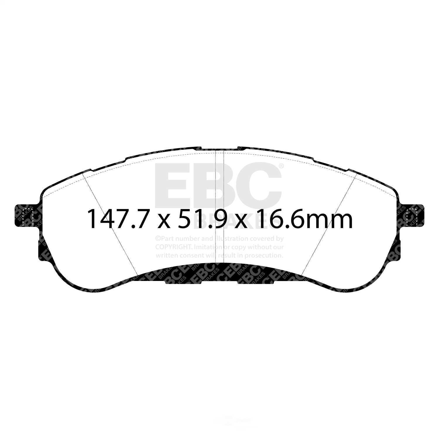 EBC Brakes DP43108R Yellowstuff Street And Track Brake Pads, FMSI Pad No. D2208 Pad Dimensions: 98
