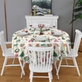 thumbnail image 2 of Beige Christmas Santa Pattern Round Tablecloth 60"x60",Wrinkle Wipeable Table Cloth for Kitchen Dining Room Picnic Patio Party, 2 of 6