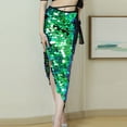 thumbnail image 6 of Women's High Waisted Sequin Maxi Skirt Shimmering Iridescent Mermaid Silhouette Side Split Long Skirt Elegant Tie Waist Cover Up For Cocktail Party Music Festival, 6 of 6