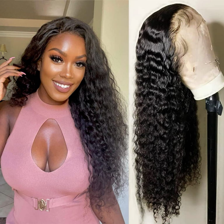 22 Inch Water Wave Lace Front Wigs Human Hair Curly 13x4 Lace Front Wigs  for Black Women Glueless Wigs Human Hair Pre Plucked Hairline with Baby Hair  Wet and Wavy Lace Front