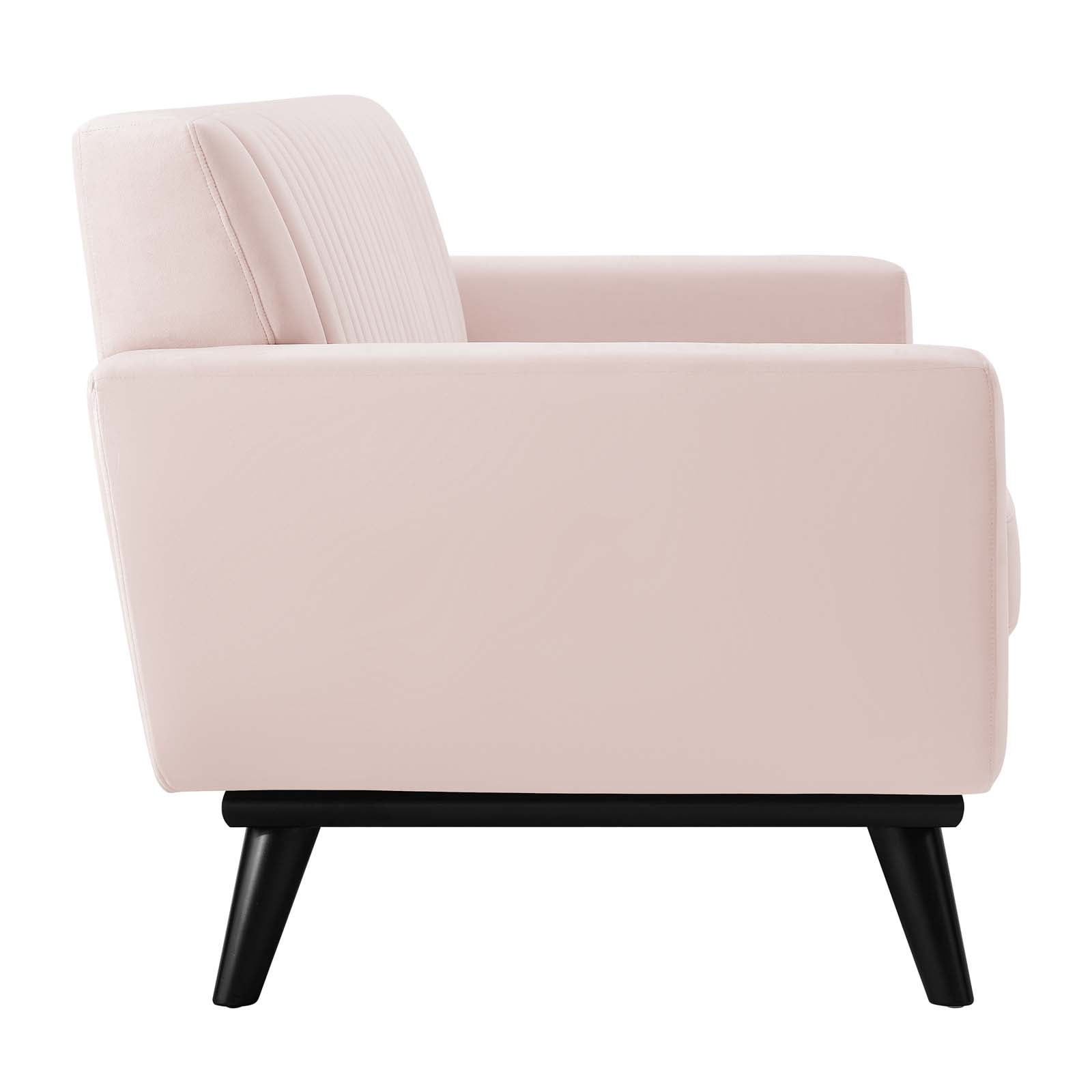 Modway Engage Modern Channel Tufted Performance Velvet Loveseat in Pink