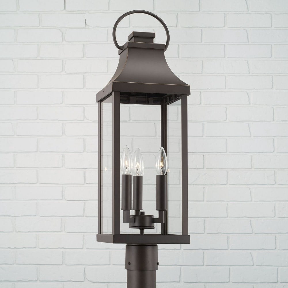 3 Light Outdoor Post Lantern In Traditional Style-26.75 Inches Tall And 8 Inches Wide-Black Finish Capital Lighting 946432Bk