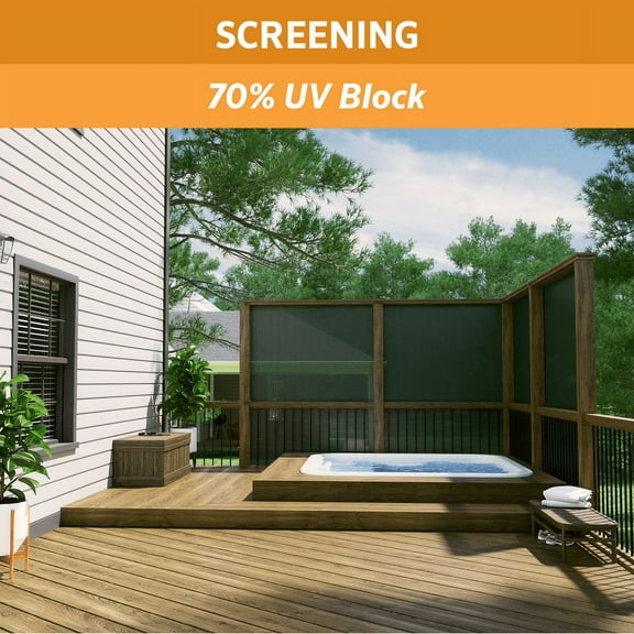 Coolaroo Privacy Screen Shade Fabric with 70% UV Block Protection for Fence, Carports, Balcony, Wind Block, Car Protection, 6' x 15', Rainforest