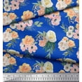 thumbnail image 3 of Soimoi Blue Cotton Cambric Fabric Anemone & Begonia Floral Fabric Prints By Yard 42 Inch Wide, 3 of 3