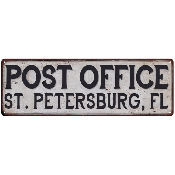 St. Petersburg, Fl Post Office Metal Sign Vintage 6x18 106180011071