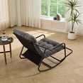 thumbnail image 5 of Outdoor Rocking Chair with Thick Cushion, Comfy Steel Frame Patio Rocker, Adjustable Swing for Living Room Reading Room, Black Frame, Gray, 5 of 16