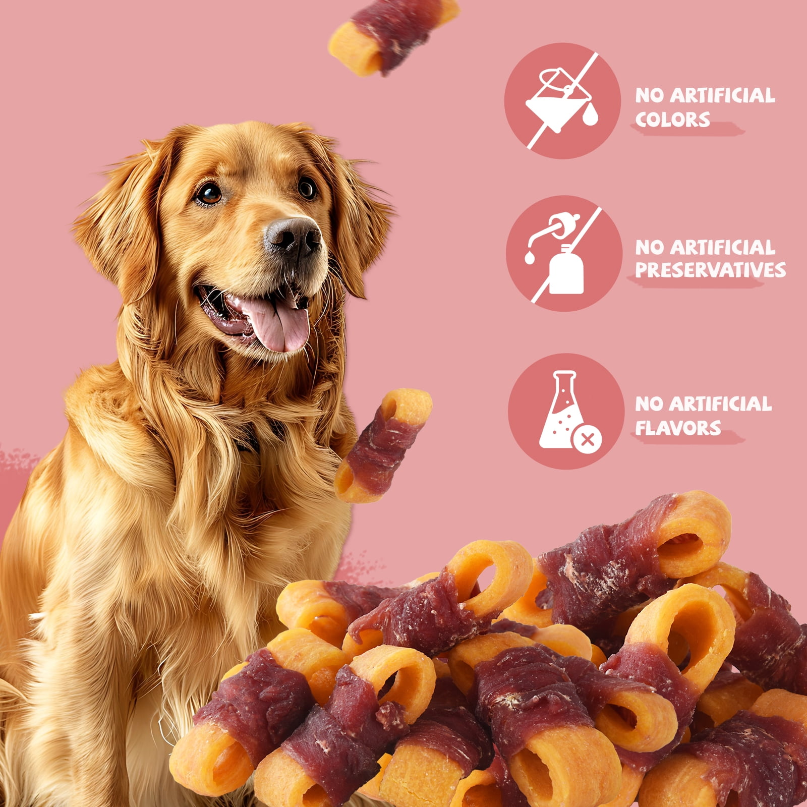 (2 pack) Pawmate Sweet Potato Dog Treats, Natural Duck Jerky Peanut Butter Chews for All Dogs,10.6oz