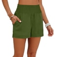 thumbnail image 7 of BLVB Women Elastic Waist Shorts Wide Leg High Waist Summer Casual Bermuda Beach Shorts with Pockets, 7 of 7
