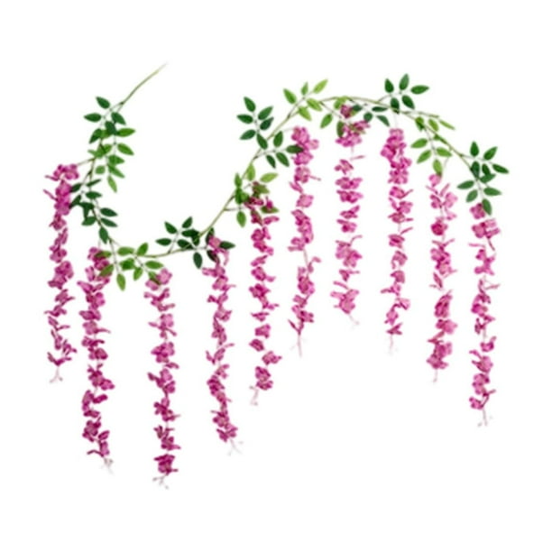 HWRETIE Fake Ivy Vines for Wall Decor Artificial Wisteria Flowers Fake Vines Decorative Flowers Twisted Ceiling Decorations Plastic Flower Vines Home Decor