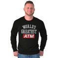 thumbnail image 4 of Funny Worlds Greatest ATM Dad Joke Men's Big & Tall Long Sleeve Graphic Tee Brisco Brands 2X, 4 of 5