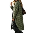 thumbnail image 3 of Hzzrkos Women's Plaid Long Trench Coat, Lapel Collar Button Front Long Sleeve Lightweight Casual Overcoat, Classic Check Pattern Outerwear for Fall and Winter, 3 of 6