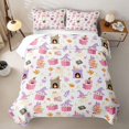 thumbnail image 2 of Feelyou Kawaii Ghost Bed Spread Queen, Cute Witch Hat Queen Coverlet Set, Pink White, 3 Pieces, 1 Comforter and 2 Pillowcases, 2 of 7