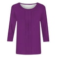 thumbnail image 7 of Atogsazn Women's 3/4 Sleeve Blouse Casual Dressy Crewneck Pullover Tshirt Flowy Loose Fit Tops Outfit Summer 01-Purple XXL Fashion, 7 of 7