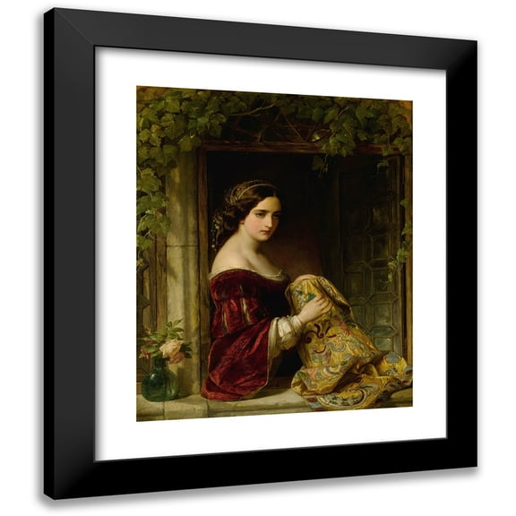 Thomas Francis Dicksee 12x14 Black Modern Framed Museum Art Print Titled - Waiting (1860)