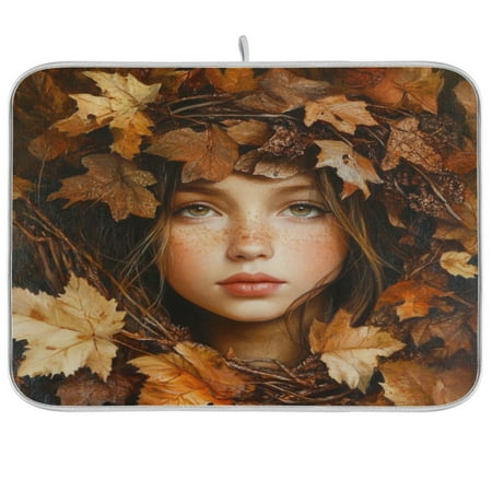 

Kitchen Drying Mat 18x24In Drying Dish Mat Dish Drying Mats Kitchen Countertop Multi-Function Drain Drying Mat Kitchen Table Autumn Leaves and Beauty