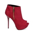 thumbnail image 2 of Qupid CH95 Women Suede Peep Toe Zipper Stiletto Ankle Bootie, 2 of 5