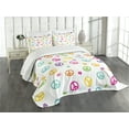 thumbnail image 3 of Ambesonne Colorful Quilted Bedspread Set 3 Pcs, Old Peace Sign, King Size, Multicolor, 3 of 5