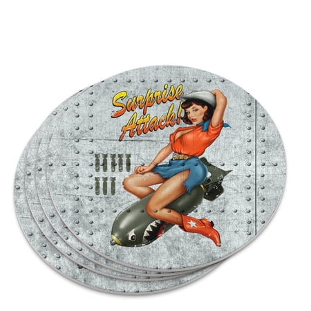 Surprise Attack Pin Up Girl Missile Novelty Coaster Set