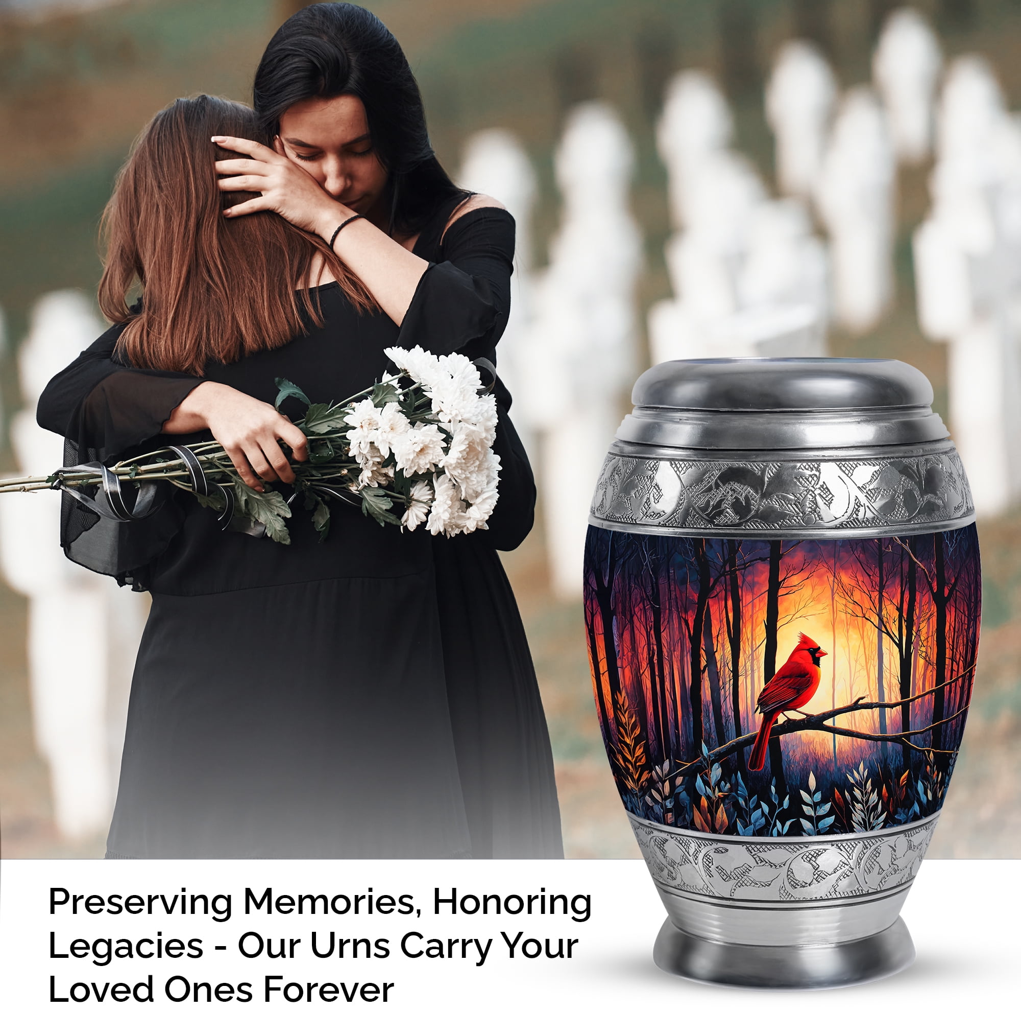 SABURIAL Cardinal Urn - Mini Cremation Urns For Human Ashes Adult Man - Decorative Small Keepsake Funeral Urns For Men & Women - Combo Of 10 Inch 3 Inch