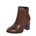 thumbnail image 2 of Zapatos occidentales para mujer, tacones gruesos y gruesos, botines para mujer, zapatos con cremallera Retro Wmkox8yii hfjk615, 2 of 7
