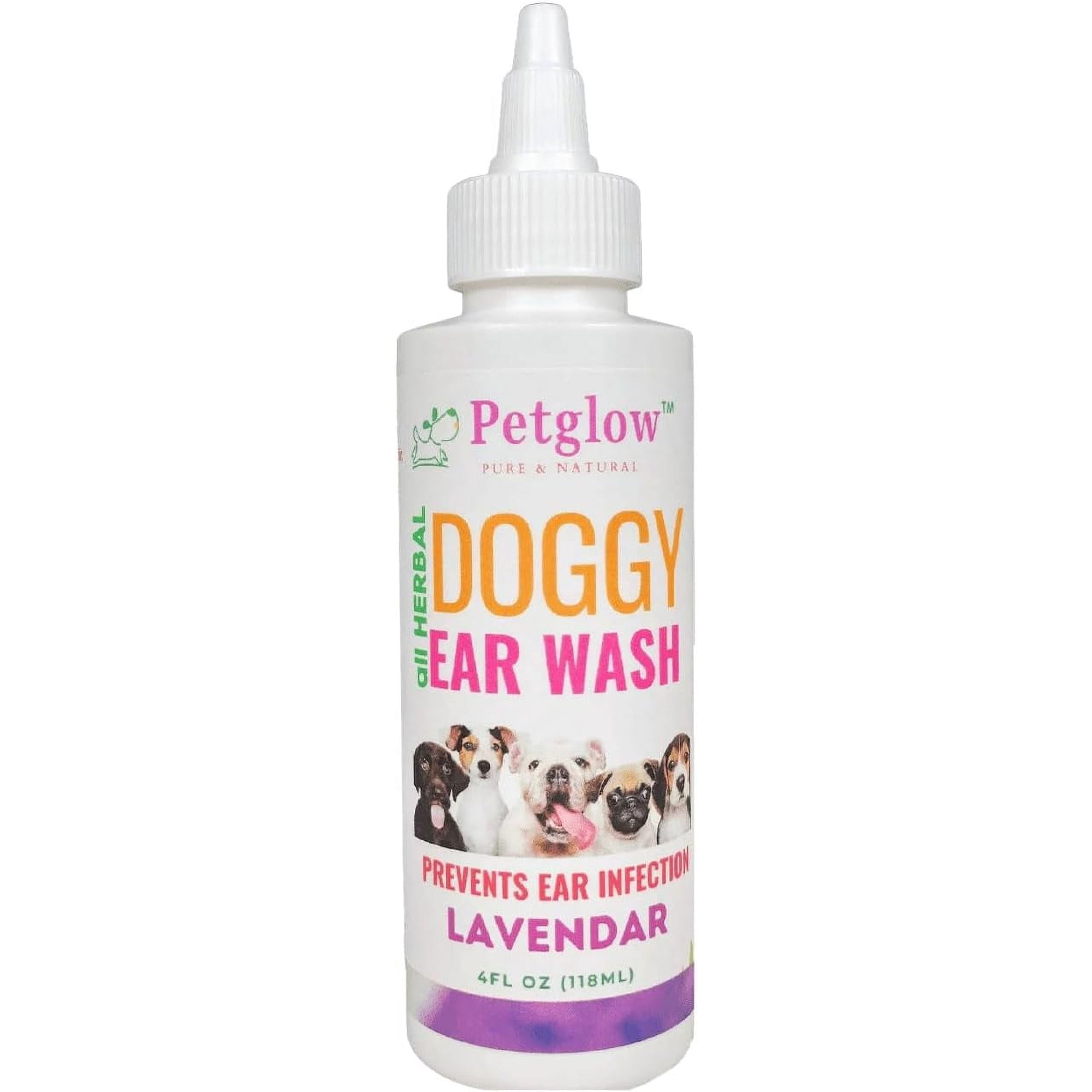 Petglow Dog Ear Cleaner Solution for Ear Infection, Yeast, Wax & Debris, Lavender 4 fl Oz