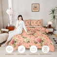 thumbnail image 3 of Erosebridal Chic Flower Queen Comforter Set for Female, Pink Bedding Comforter Set, Pink Reversible, 3pcs, 3 of 6