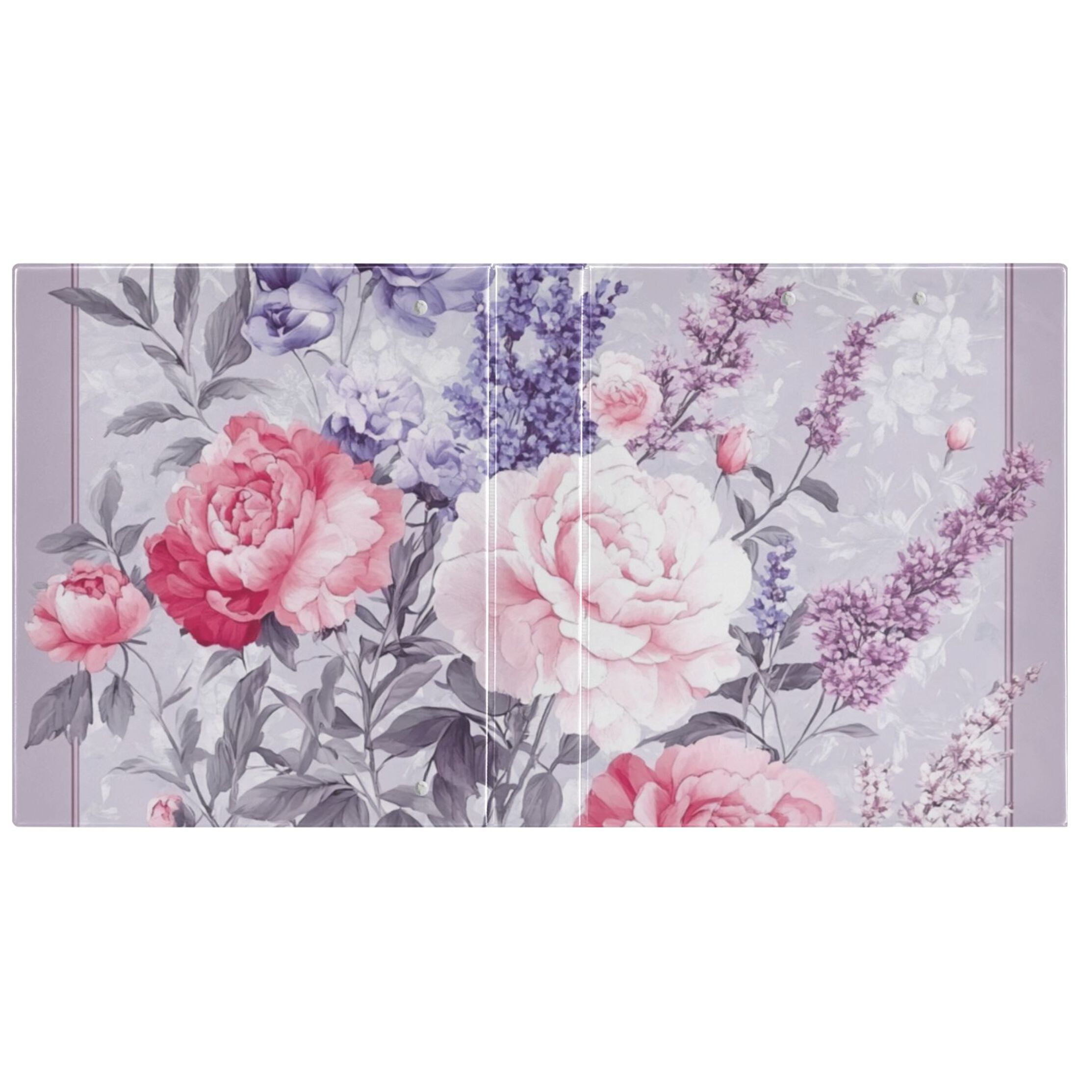 Roses Peonies Lavender Flowers 3 Ring Binders 1.5 inch Hardcover File Folders with Interior Pockets A4 Size Organizer for School Office Hospital